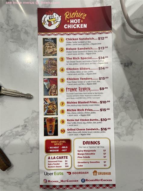 Online Menu Of Richie S Hot Chicken Restaurant Riverside California 92501 Zmenu