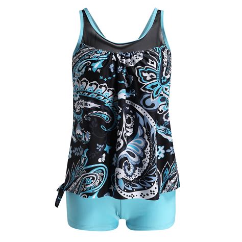 Caicj Swimsuit For Women Womens Bikini Swimsuit Floral Print Halter Lace Up Two Piece Bathing