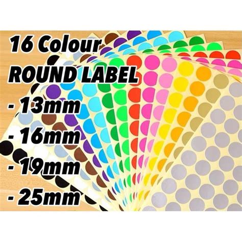 BEST SAVE 16 Colour Pkt Self Adhesive Round 13mm 16mm 19mm