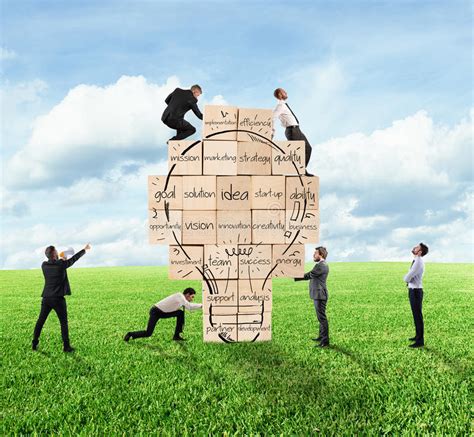 Building a New Creative Idea. Business Person Built Together a Big ...