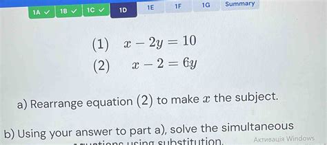 Solved 1a 1b 1c 1d 1e 1f 1g Summary 1 X 2y10 2 X 26y A