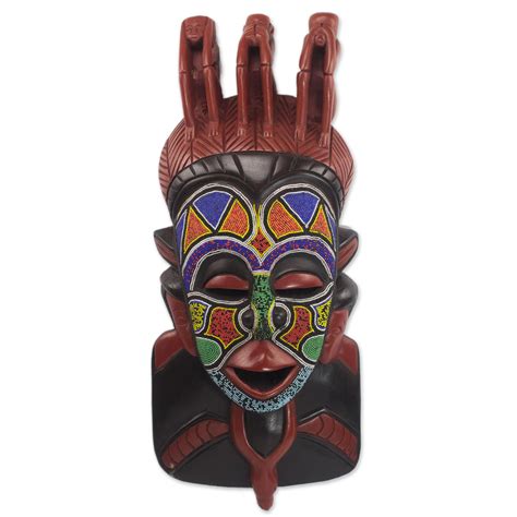 Hand Carved And Hand Painted Igbo African Wood Mask Mashgash Novica