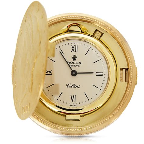 Rolex Cellini 20 Gold Coin Pocket Watch In 18k Yellow Gold Ebay