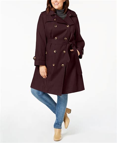 London Fog Plus Size Double Breasted Hooded Trench Coat Created For