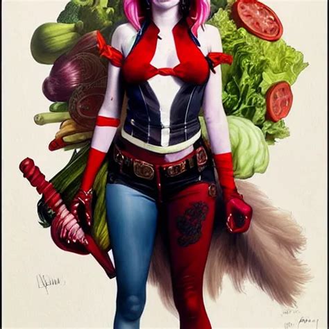 KREA Emma Roberts As Harley Quinn Dressed With Vegetables Western D