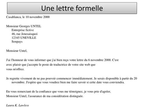Exemple Dune Lettre Formelle En Francais Le Meilleur Exemple
