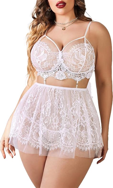 Avidlove Plus Size Lingerie Womens Babydoll Chemise Nightgown Lace Nighty Sleepwear L X At