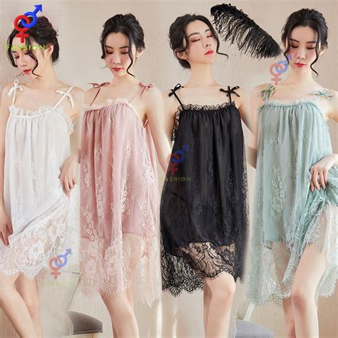 Jual Set Dress Lingerie Sexy Bahan Lace Baju Tidur Tanpa Lengan Lingerie Sexy Sabrina Style