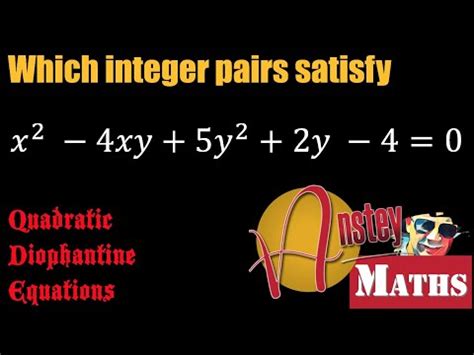 Quadratic Diophantine Equations With Two Variables Youtube