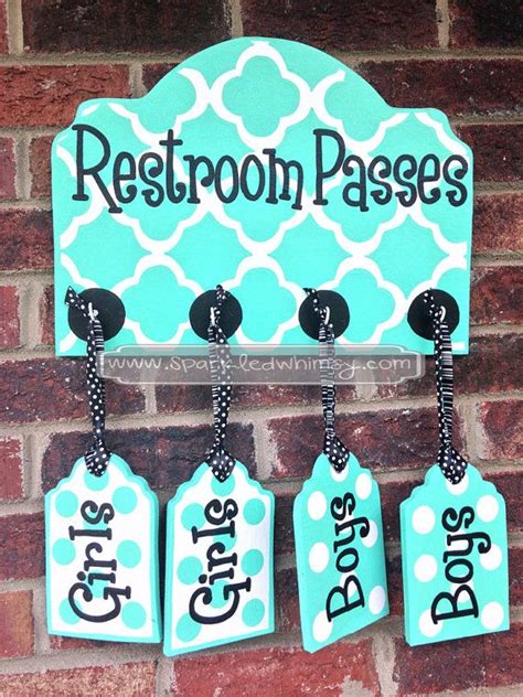 Restroom Passes Sign For Classroom Turquoise Classroom Decor Classroom Classroom Design