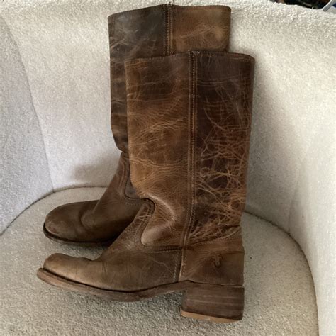 FRYE CAMPUS BOOTS WOMENS 9 BROWN DISTRESSED CLASSIC SQUARE TOE 14L MADE