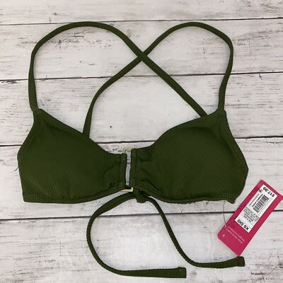 Xhilaration Bikini Top Womens XS Green Solid Ribbed Padded Swim NEW XS