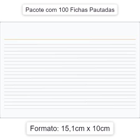 Ficha Pautada 4x6 Bloco 100Fichas 15 1cm X 10cm Tilibra