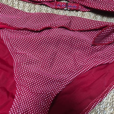 Th Ocean Swim Red White Polka Dot Bikini Set Halter Bandeau Poshmark