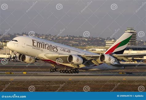 Emirates Airbus A380 Take Off Editorial Stock Photo - Image of aerospace, a380: 298964978