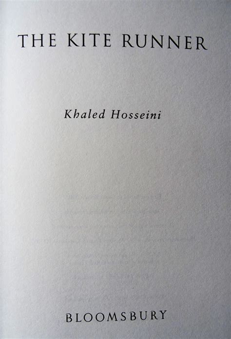 The Kite Runner By Hosseini Khaled Fine Hardcover St Edition