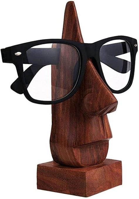 Starnk Handmade Wooden Spec Holder Desktop Eyeglass Holder Stand Nose Shaped Eyeglass