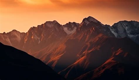 Escena De Silueta De Puesta De Sol Tranquila De La Cordillera