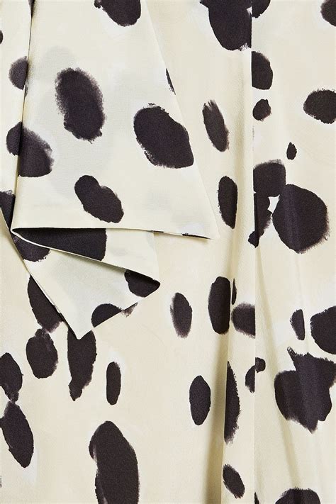 MARNI Pussy Bow Printed Silk Crepe Midi Dress THE OUTNET