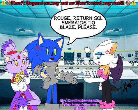 Rouge Gives The Sol Emeralds To Blaze By Knockoutandsonic On Deviantart