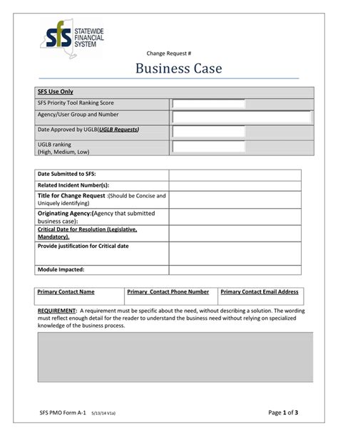 Business Case Template Excel Free Download