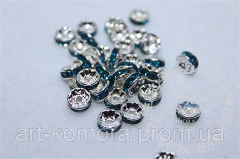 Купить Разделитель для бусин с темно-бирюзовыми стразами, цена 1.20 ...