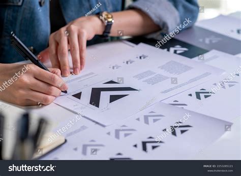 Graphic Designer Drawing Sketches Logo Design Stock Photo 2253285121 ...