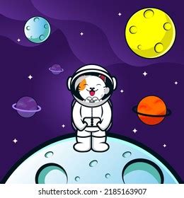 Cute Cat Astronot Cartoon Vector Icon Stock Vector Royalty Free