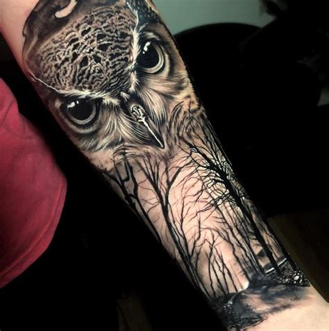 Tattoos Tatouage For T Tatouage Hibou Mignon Tatouage De Paysage