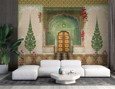 Jaipur Royal Palace Archway Wallpaper Mural For Home Wall Decor Mughal