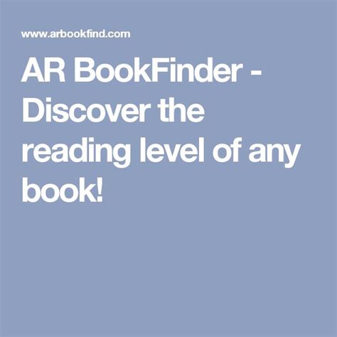 AR BookFinder - Discover the reading level of any book! | Reading ...