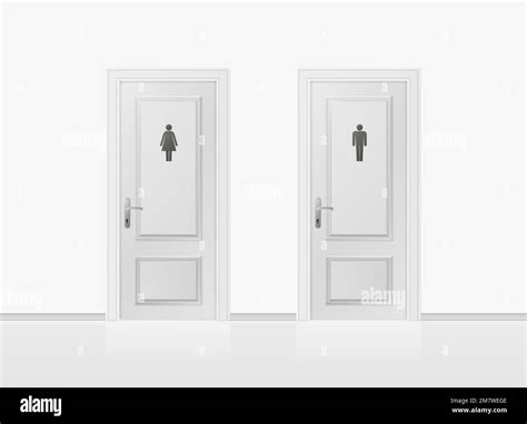 Toilet Doors For Male And Female Genders Realistic Wc Door Vector
