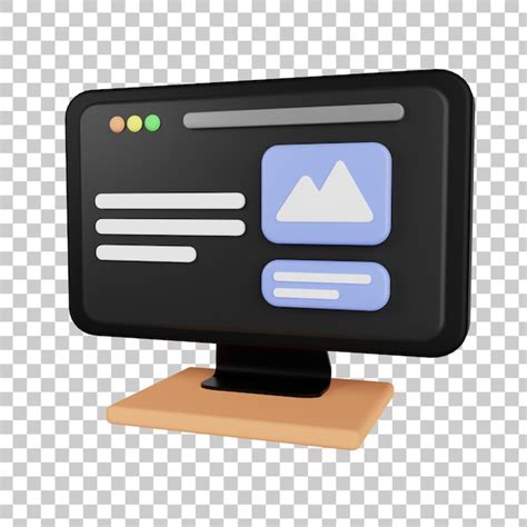 Premium PSD Browser In Computer 3d Illustration