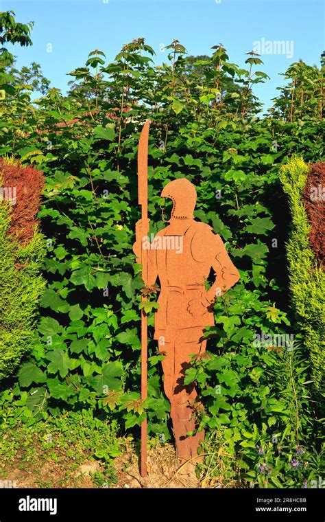 A Silhouette Of A Medieval Soldier With Glaive Near The Battlefield Of