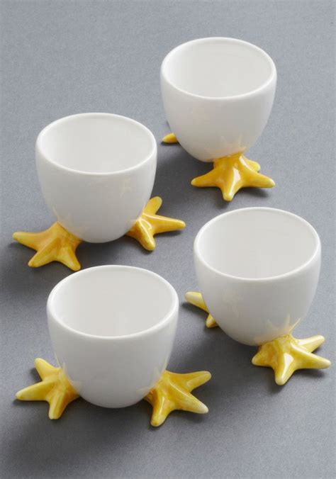 Bia 4 Piece Chicken Feet Egg Cups 5 X 5 X 5 Cm Yellow 4 Set Yaratıcı Seramik çömlek