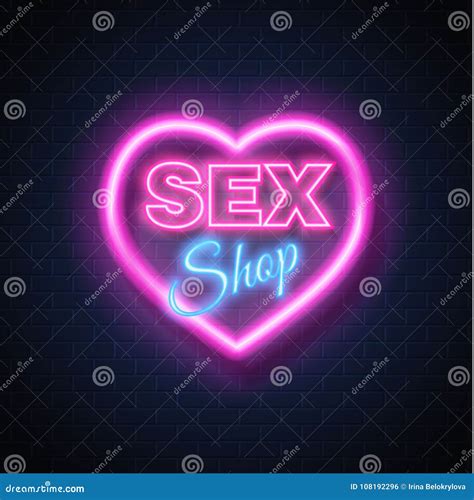 Vector Sex Shop Neon Sign Heart Icon Symbol Stock Vector Illustration Of Glowing Element