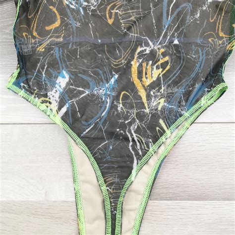 Liu Ming Neue Mode Damen Sexy Durchsichtiger Netz Leoparden Print Bikini Einteiliger