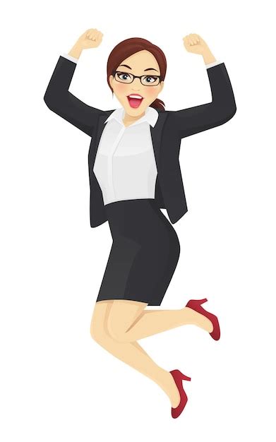 Premium Vector Happy Business Woman In Suit Jumping Isolated Vector