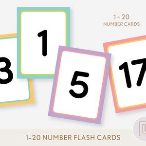 Numbers 1 20 Flash Cards Printable Counting 1 20 Number Cards Twenty