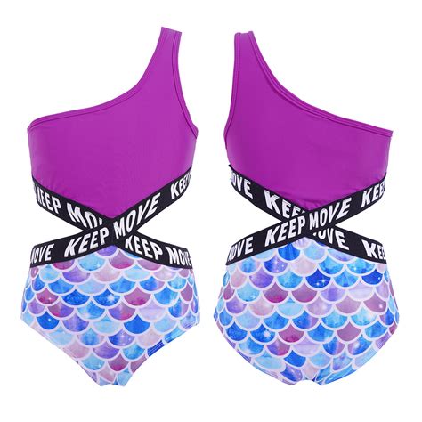 Inhzoy Girls One Piece Bikini Swimsuit Print Ruffles One Shoulder Swimwear Walmart