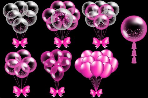 Hot Pink Balloons Balloon Clipart Baby Shower Party Etsy