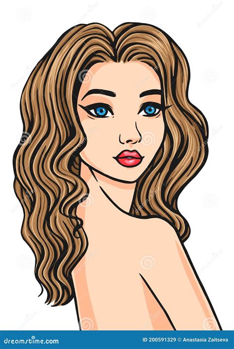 Beauty Portrait Of Attractive Curly Hair Naked No Makeup Woman With Healthy Skin And Fresh Look