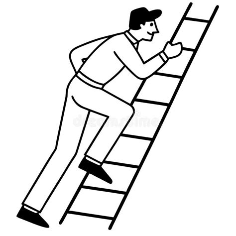 A Man Is Climbing A Ladder Stock Illustration Illustration Of