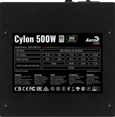 FUENTE AEROCOOL CYLON 500W RGB 80+ BRONZE – ZION TECNOLOGY