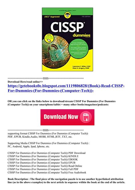 Book Read Cissp For Dummies For Dummies Computer Tech By Anie8a