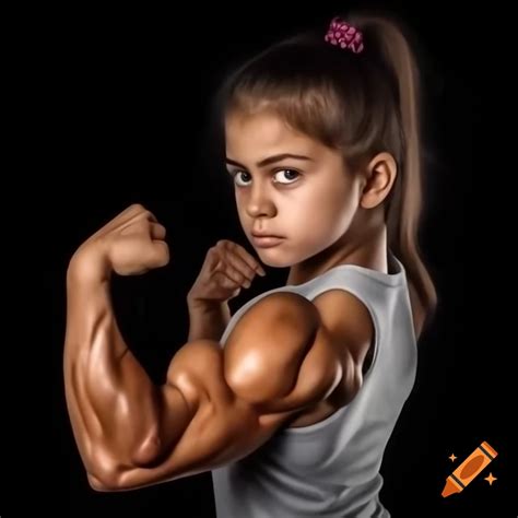 child bodybuilder playfully flexing muscles   fierce grin  craiyon