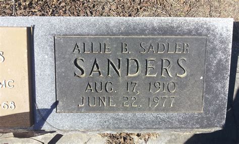 Allie Bell Sadler Sanders (1910-1977) - Mémorial Find a Grave