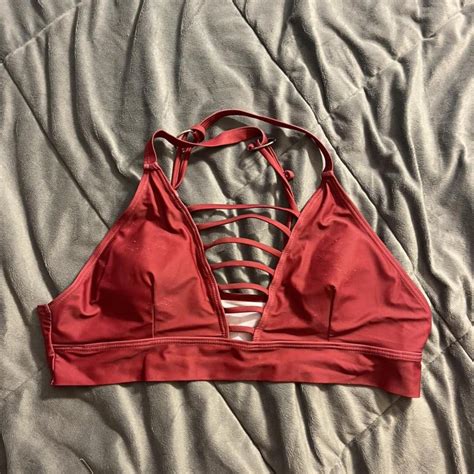 Strapy Red Bikini Top Size Large In Great Depop