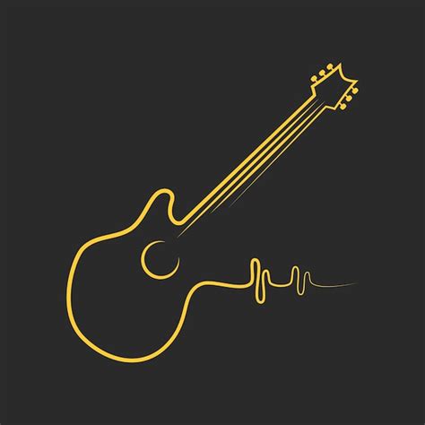 Dise O Plano Del Logo De Guitarra Vector Premium