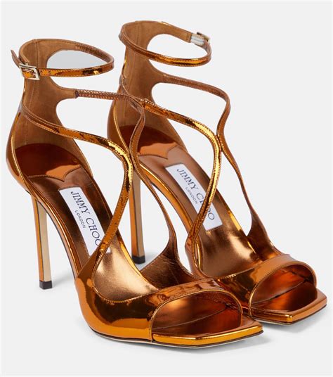 Azia Mirrored Leather Sandals In Metallic Jimmy Choo Mytheresa